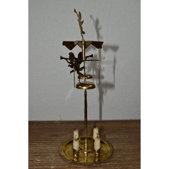 Vintage Angel Chimes and Christmas  Brass Candle Holder Original Box FLAWS - Picture 3 of 10
